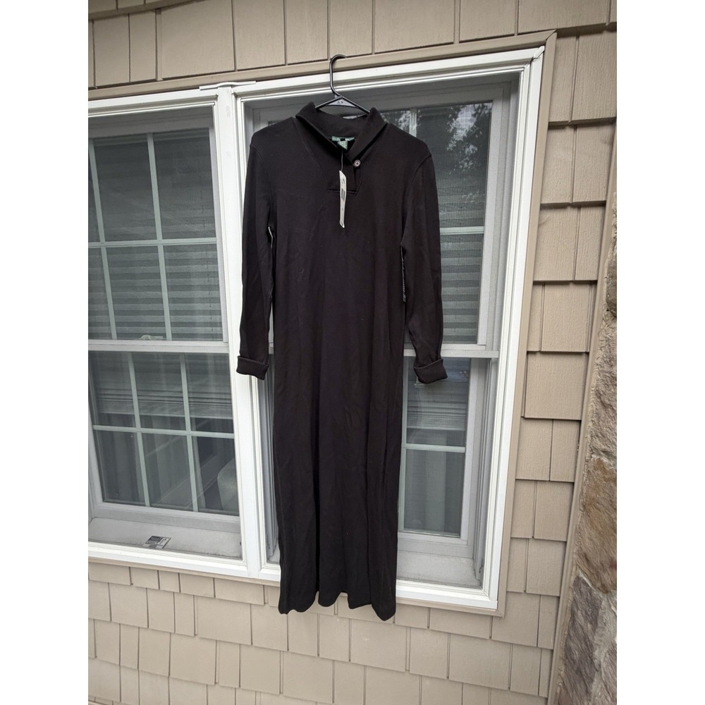Ralph Lauren Womens Black Maxi Dress 100% Cotton Size Petite Medium New w/ tags